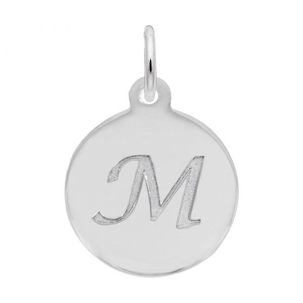 Sterling Silver Petite Initial Disc - Script C  Charm Swede's Jewelers East Windsor, CT