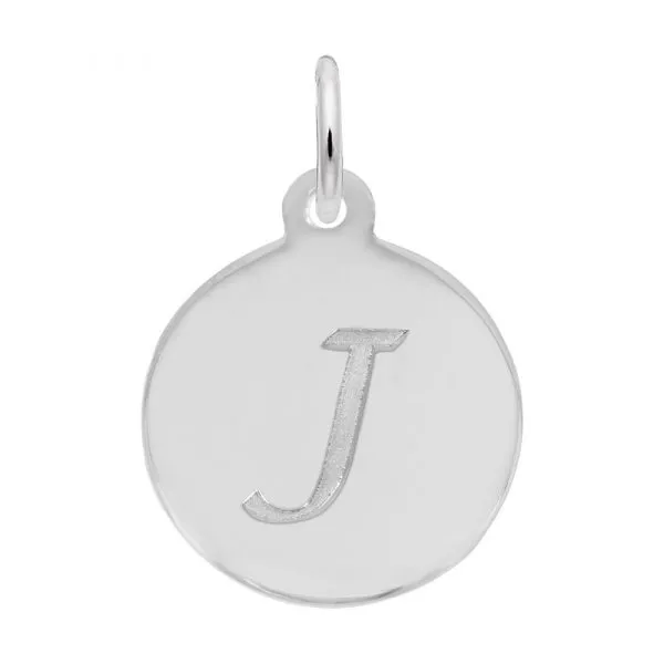 Sterling Silver Petite Initial Disc - Script J  Charm Swede's Jewelers East Windsor, CT