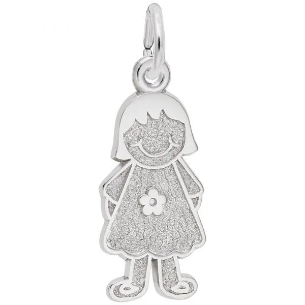 Sterling Silver Girl With Dress & Flower Charm Swede's Jewelers East Windsor, CT