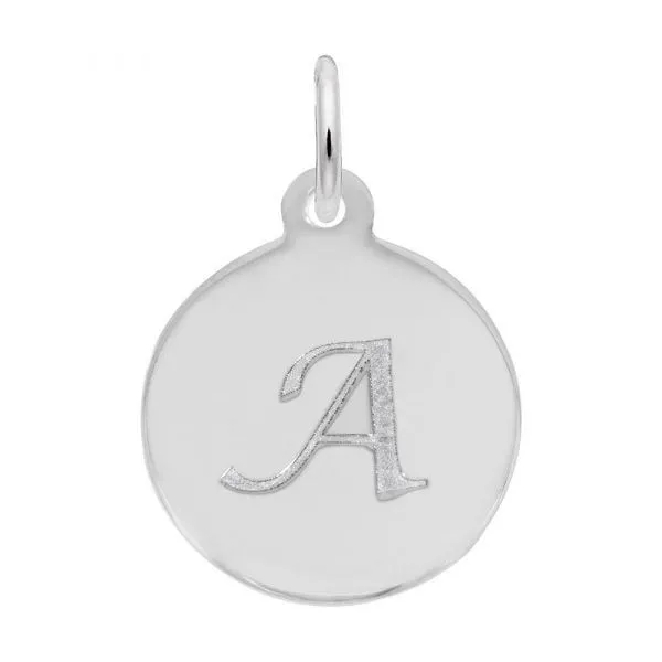 Sterling Silver Petite Initial Disc - Script B Initial Charm Swede's Jewelers East Windsor, CT