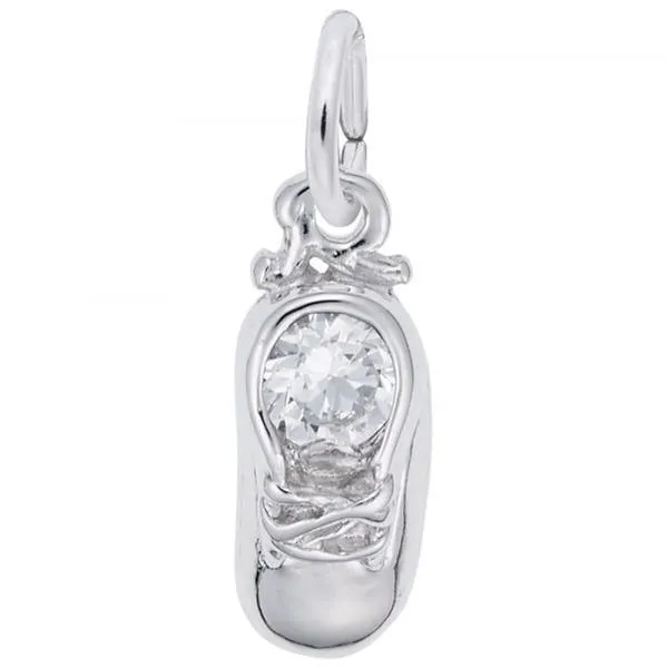 Sterling Silver Baby Shoe - April  Charm Swede's Jewelers East Windsor, CT