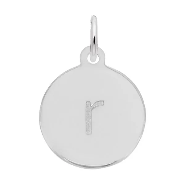 Sterling Silver Petite Initial Disc-Lower Case BLock r Swede's Jewelers East Windsor, CT