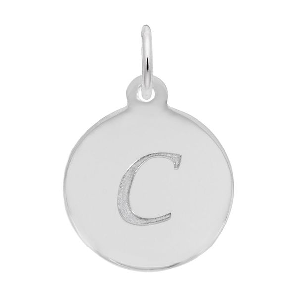 Sterling Silver Petite Initial Disc - Script C  Charm Swede's Jewelers East Windsor, CT