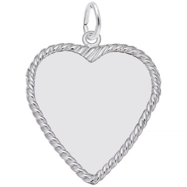 Large Sterling Silver Classic Rope Heart Charm Swede's Jewelers East Windsor, CT