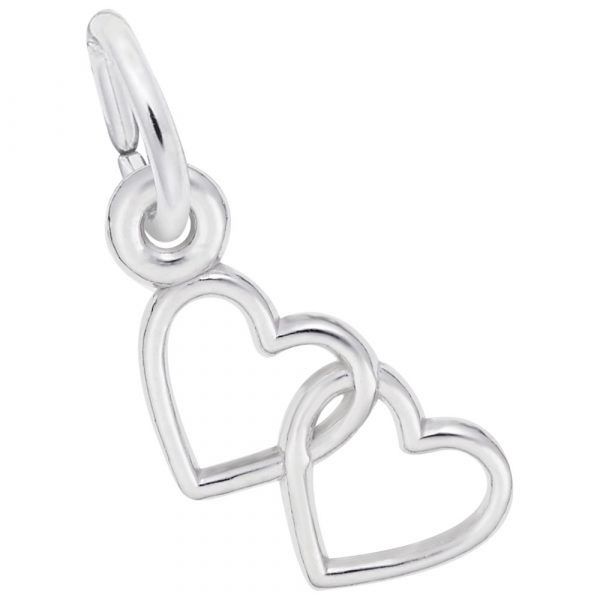 Sterling Silver Double Open Heart Charm Swede's Jewelers East Windsor, CT
