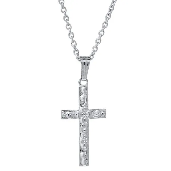 Sterling Silver Floral Scroll Cross on Chain Swede's Jewelers East Windsor, CT