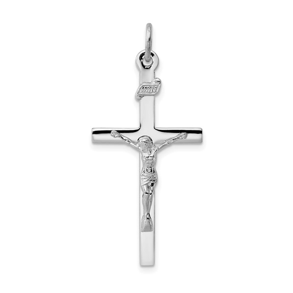 Sterling Silver Rhodium-plated Crucifix 18x39mm Swede's Jewelers East Windsor, CT