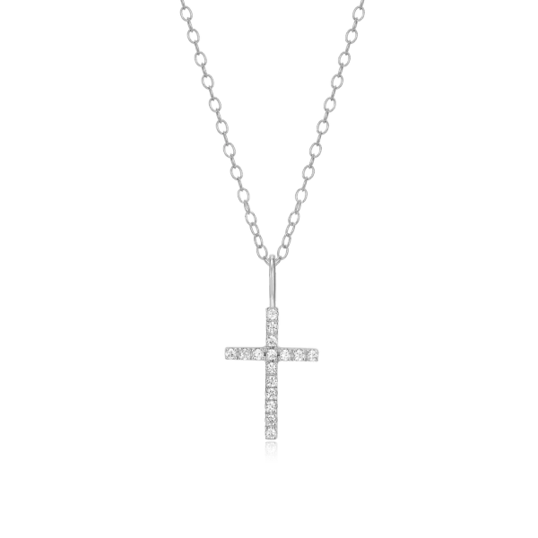Sterling Silver Lab Grown Diamond Cross with Chain Swede's Jewelers East Windsor, CT