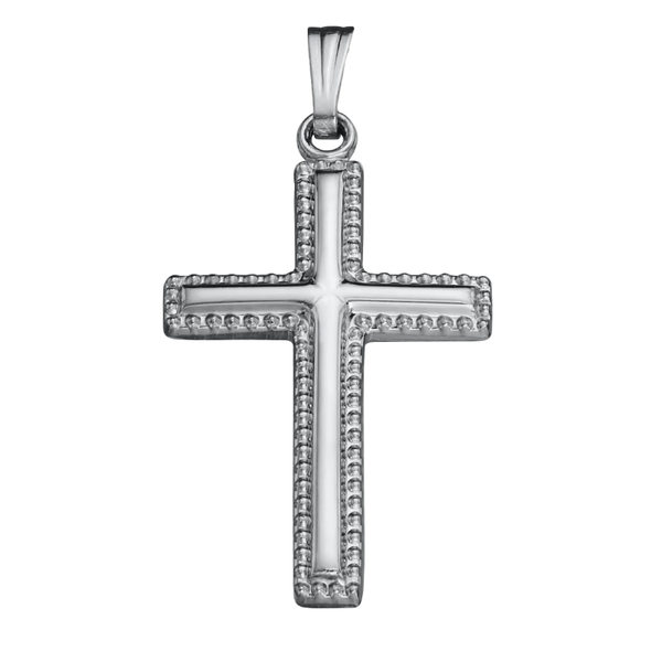 Sterling Silver Cross with Beaded Edge Swede's Jewelers East Windsor, CT