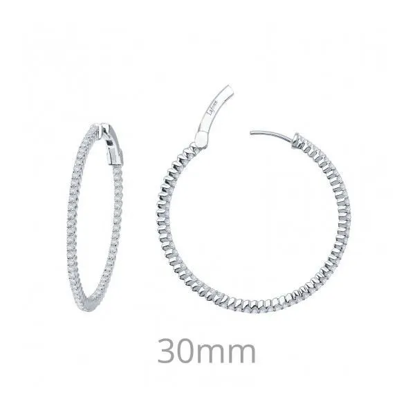 Lafonn Sterling Silver CZ Inside/Outside Hinged 30mm Hoop Earrings Swede's Jewelers East Windsor, CT