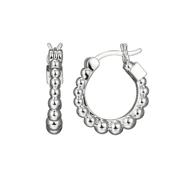Sterling Silver Beaded Hoop Earrings Swede's Jewelers East Windsor, CT