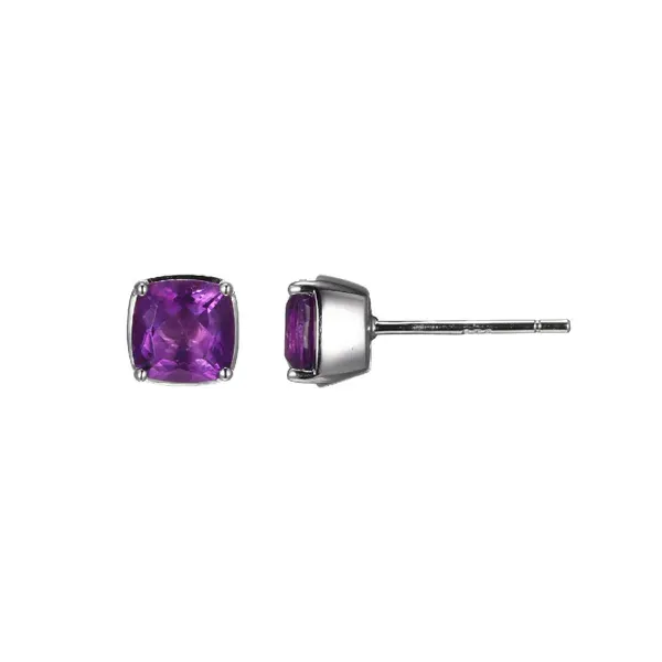 Sterling Silver Genuine Cushion-cut Amethyst Stud Earrings Swede's Jewelers East Windsor, CT