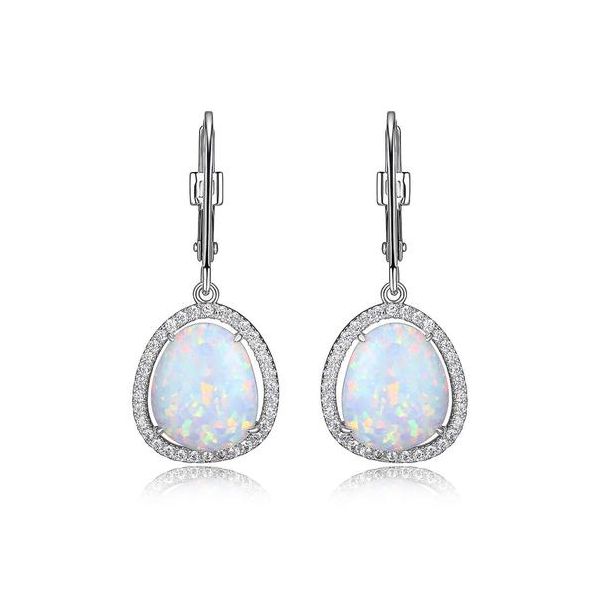 Elle Sterling Silver Synethic Opal Earrings Swede's Jewelers East Windsor, CT