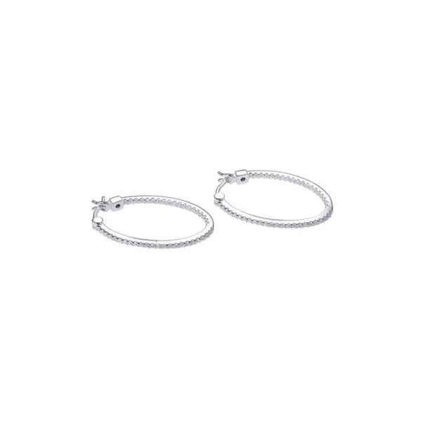 Elle Sterling Silver CZ Oval Hoop Earrings Swede's Jewelers East Windsor, CT
