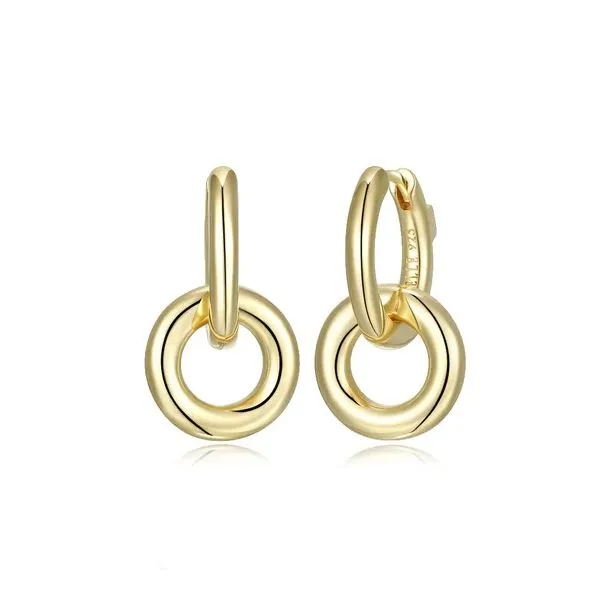 Elle SS Yellow Gold Plated Hoop Circle Drop Earring Swede's Jewelers East Windsor, CT