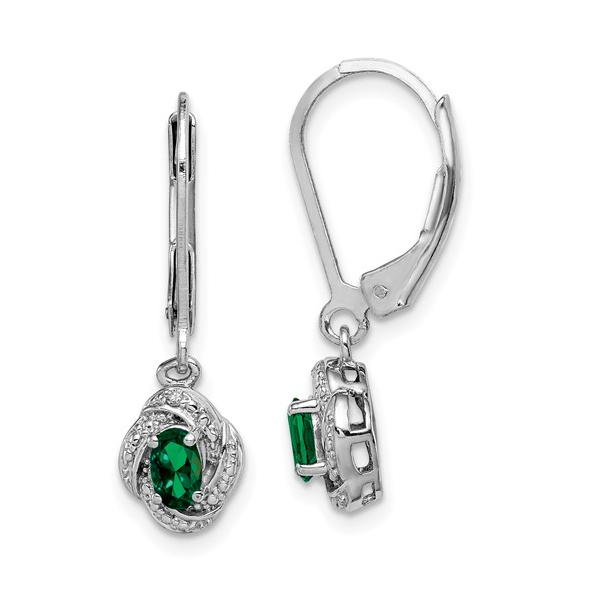 Sterling Silver Lab Created Emerald Drop Earring Swede's Jewelers East Windsor, CT