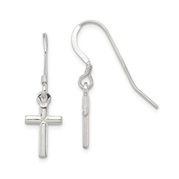 Quality Gold Sterling Silver Polished Latin Cross Dangle Earrings Swede's Jewelers East Windsor, CT