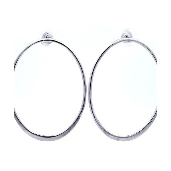 Tom Kruskal Handcrafted Sterling Silver Overstated Oval Hoop Earrings. Swede's Jewelers East Windsor, CT