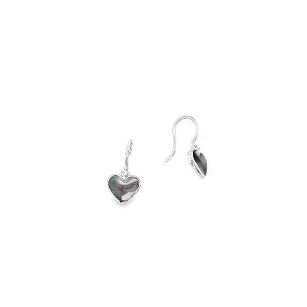 Sterling Silver Black Mother of Pearl Heart Drop Earrings Swede's Jewelers East Windsor, CT
