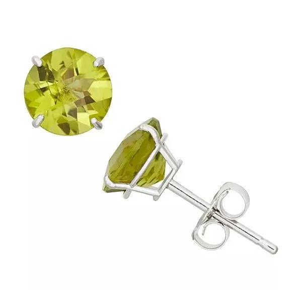 Sterling Siver 6mm Round Peridot Earrings Swede's Jewelers East Windsor, CT