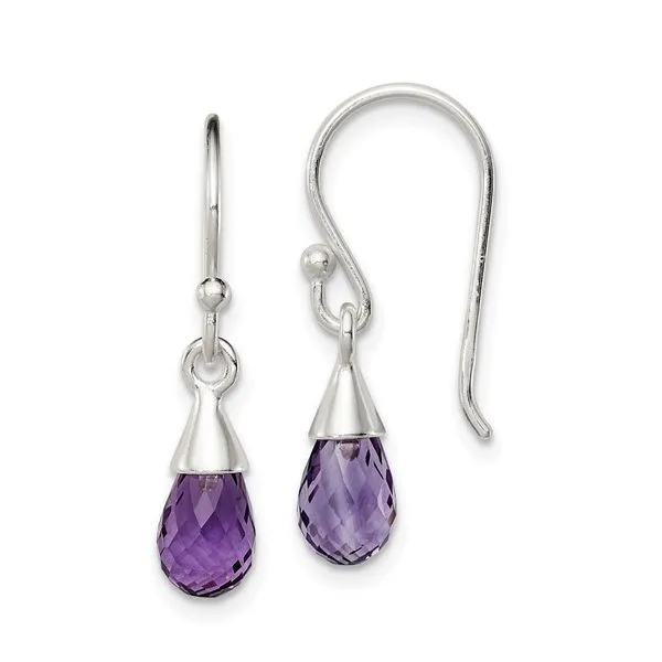 Sterling Silver Teardrop Amethyst Dangle Earrings Swede's Jewelers East Windsor, CT