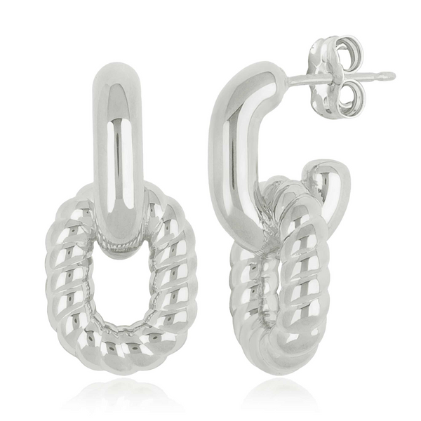 Sterling Silver Double LinkRope/Polished Post-back Earrings Swede's Jewelers East Windsor, CT