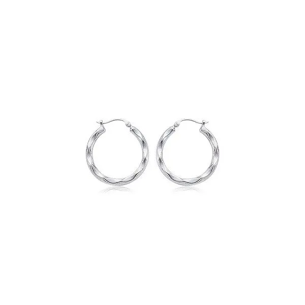 Carla Sterling Silver Embossed Medium Hoop Earrings Swede's Jewelers East Windsor, CT