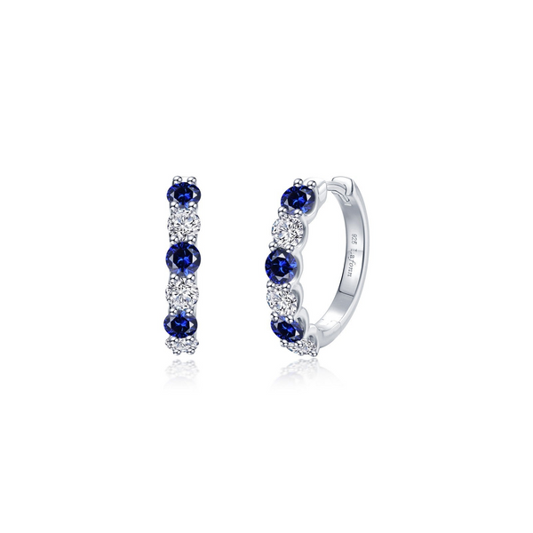 Lafonn Sterling Silver Rhod Plate Blue/White Alt Hoop Earrings Swede's Jewelers East Windsor, CT