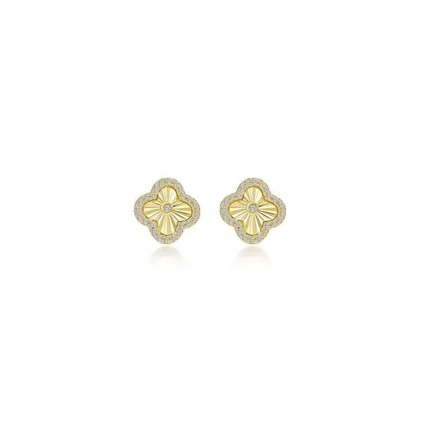 Sterling Silver/Gold Overlay 0.5 CTW Halo Stud Earrings Swede's Jewelers East Windsor, CT