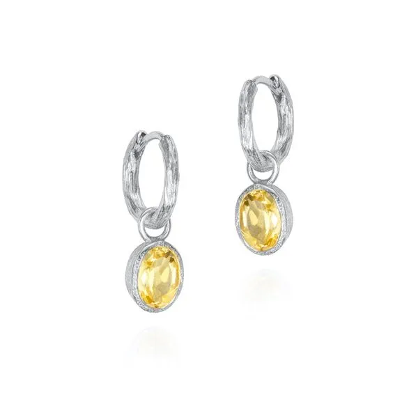 Sterling Silver Rhodium Plated Citrine Drop Earrings Swede's Jewelers East Windsor, CT