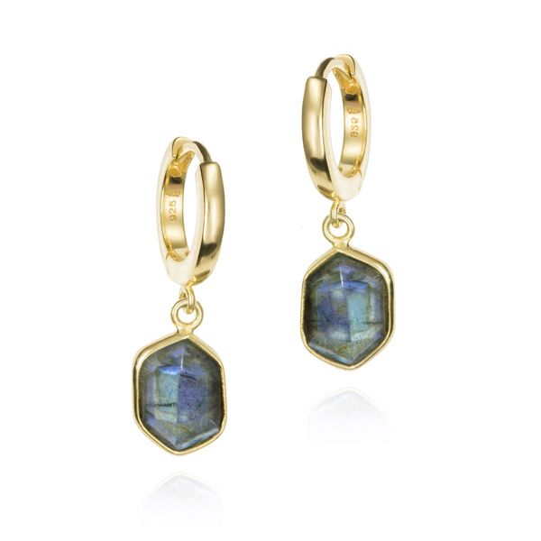 Sterling Silver with 18k Gold Vermeil Geo Labradorite Earrings Swede's Jewelers East Windsor, CT
