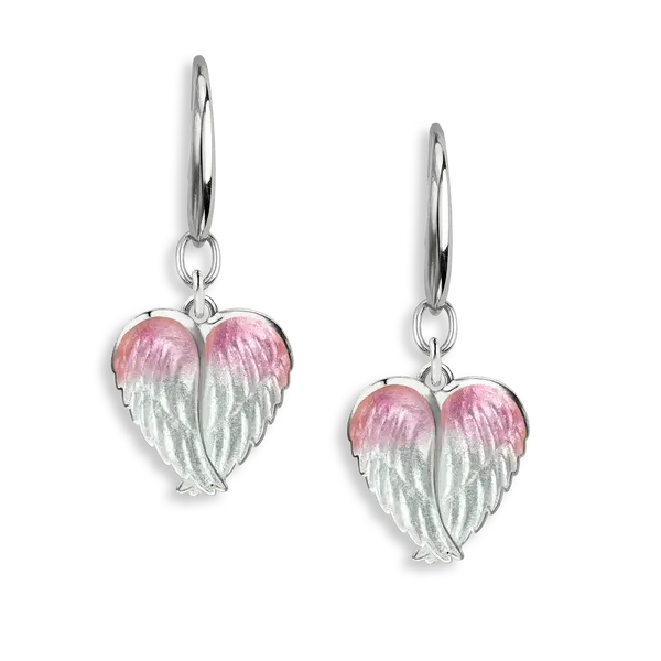 Nicole Barr White/ Pink Enamel Angel Wings Wires. Sterling Silver Swede's Jewelers East Windsor, CT