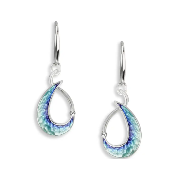 Nicole Barr Turquoise Enamel Teardrop Dangle Earrings. Sterling Silver Swede's Jewelers East Windsor, CT