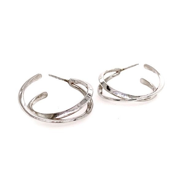 Tom Kruskal Handcrafted Sterling Silver Large Double Hoop Earrings Swede's Jewelers East Windsor, CT