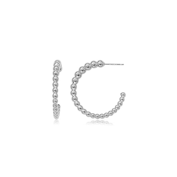 Sterling Silver Graduated Bead Post-back Hoop Earrings Swede's Jewelers East Windsor, CT