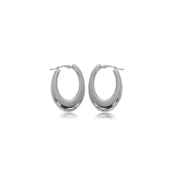 Carla Sterling Silver Medial Oval Flat Hoop Earring Swede's Jewelers East Windsor, CT