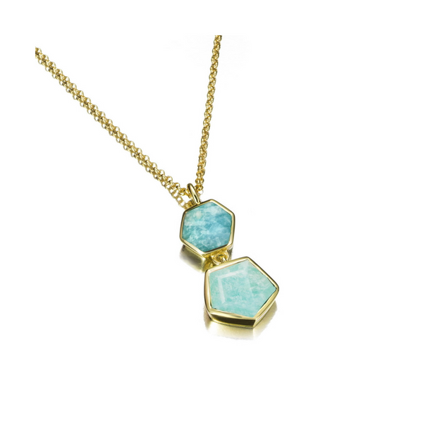 Geometric Amazonite Pendant in Gold Vermeil Sterling Silver Swede's Jewelers East Windsor, CT
