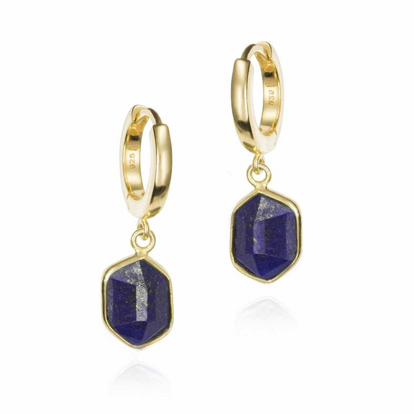 Sterling Silver 18k Gold Vermeil Lapis Drop Earringss Swede's Jewelers East Windsor, CT
