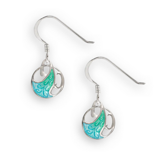 Nicole Barr Green Art Nouveau Wave Dangle Earrings. Sterling Silver Swede's Jewelers East Windsor, CT