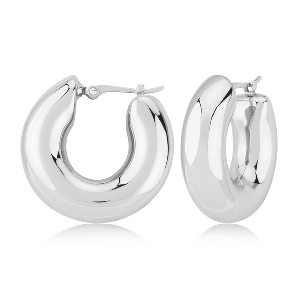 Sterling Silver Small Extra Wide Hoop Earrings Swede's Jewelers East Windsor, CT