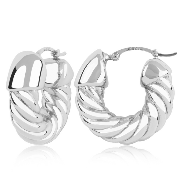 Carla Sterling Silver WideTwisted Hoop Earrings Swede's Jewelers East Windsor, CT
