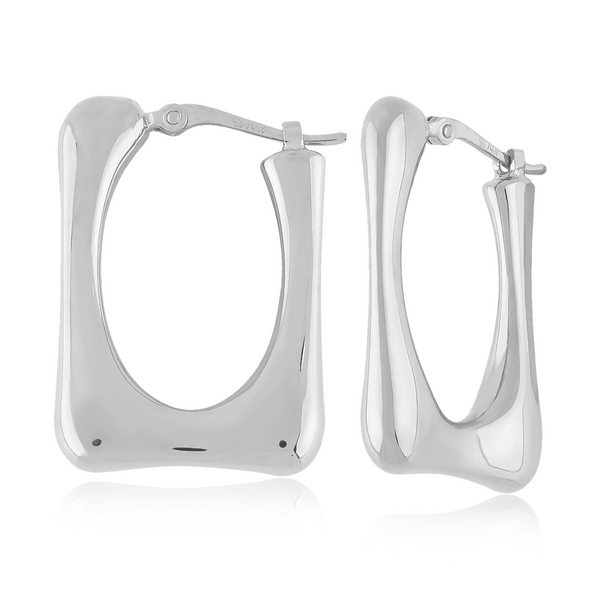 Sterling Silver Freeform Rectangle Hoop Earrings Swede's Jewelers East Windsor, CT