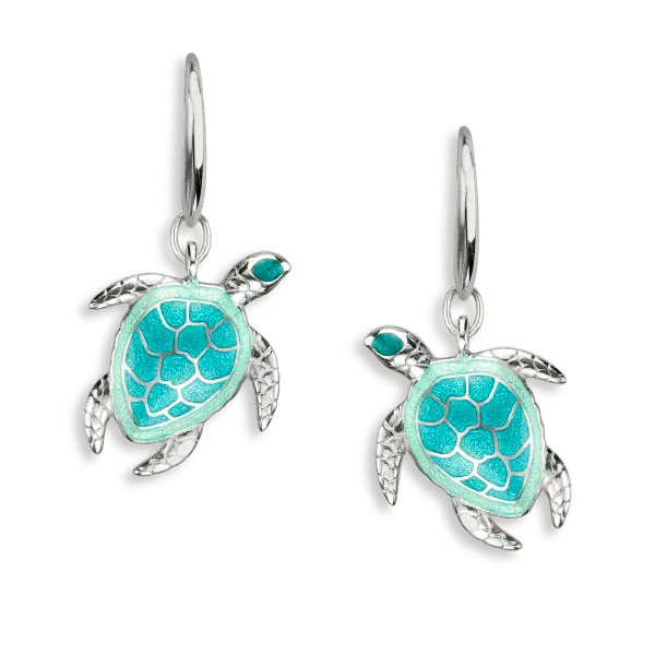 Nicole Barr Green Enamel Turtle Wire Earrings Sterling Silver Swede's Jewelers East Windsor, CT