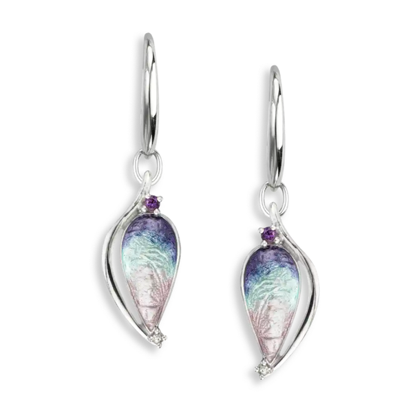 Nicole Barr Blue/Purple Enamel Dangle Earrings-Amethyst-Yellow Sapphires. Sterling Silver Swede's Jewelers East Windsor, CT