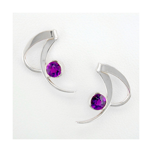 Sterling Silver 5mnm Amethyst Freeform Crescent Moon Post-back Earrings Swede's Jewelers East Windsor, CT