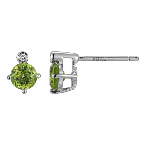 ELLE Sterling Silver Genuine Peridot and Lab Grown Diamond Stud Earrings Swede's Jewelers East Windsor, CT