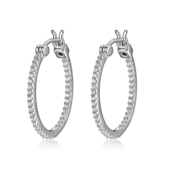 Elle Sterling Silver CZ Oval Hoop Earrings Swede's Jewelers East Windsor, CT