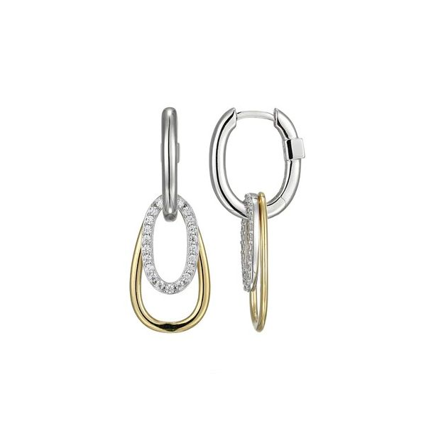 Elle Sterling Silver and Gold Plated Two-toned Drop Earrings Swede's Jewelers East Windsor, CT