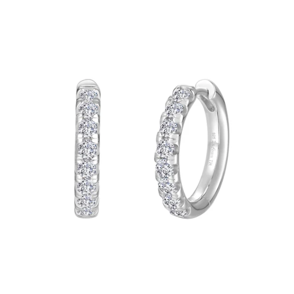 Sterlling Silver Platinum Plated earrings set with 16 Simulated Diamonds, 0.8 CTW, 19.5 mm Swede's Jewelers East Windsor, CT