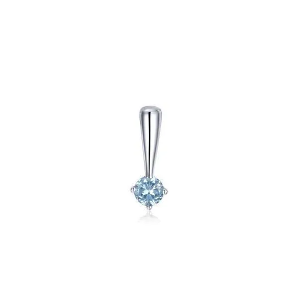 Sterling Silver Large Simulated Aquamarine Polished Birthstone Pendant. Swede's Jewelers East Windsor, CT